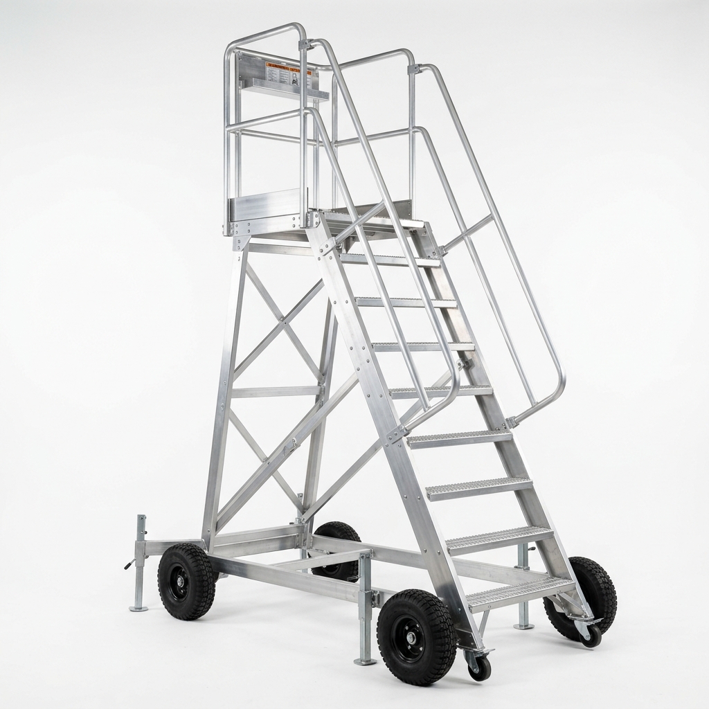 Self-Support Foldable Ladder with Tyre